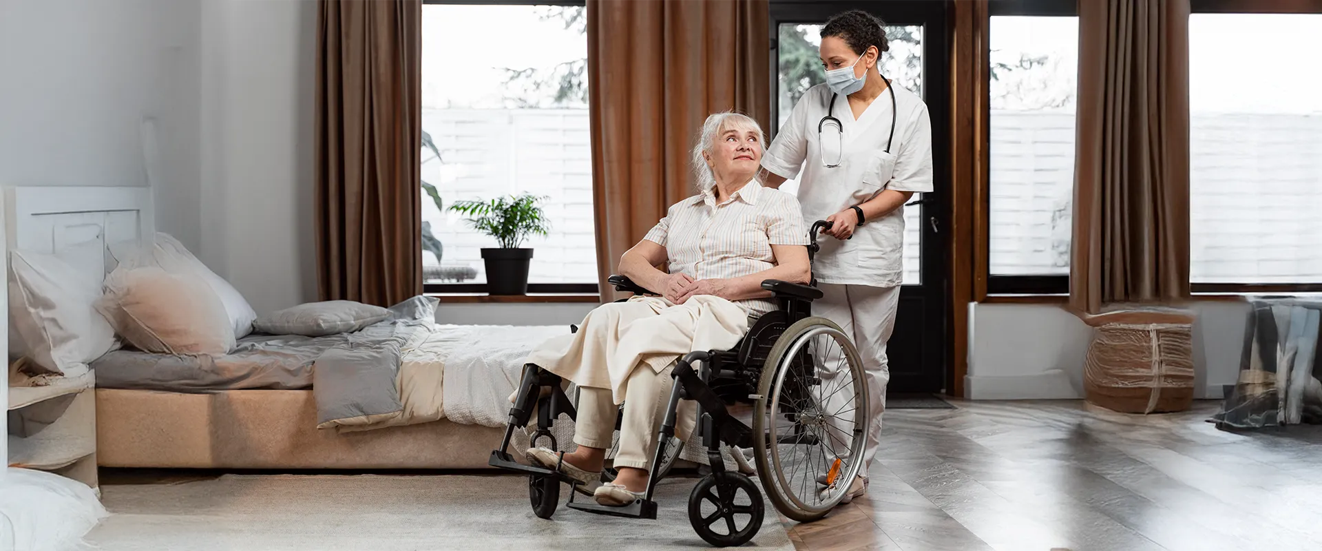 TLC caregiver assisting senior after surgery at home in Tampa